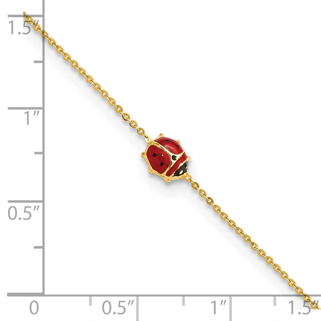 14K Yellow Gold Enameled Ladybug Bracelet