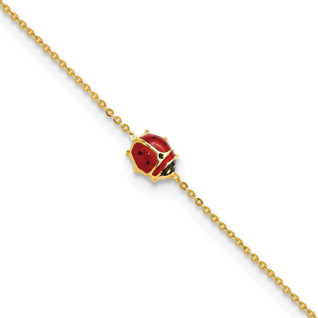 14K Yellow Gold Enameled Ladybug Bracelet