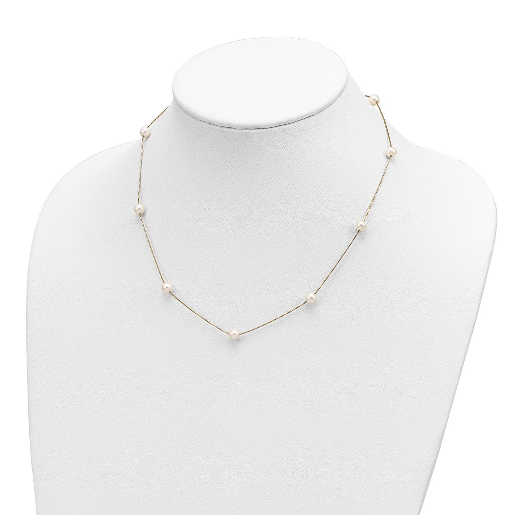 14K Yellow Gold Freshwater Pearl Station Necklace