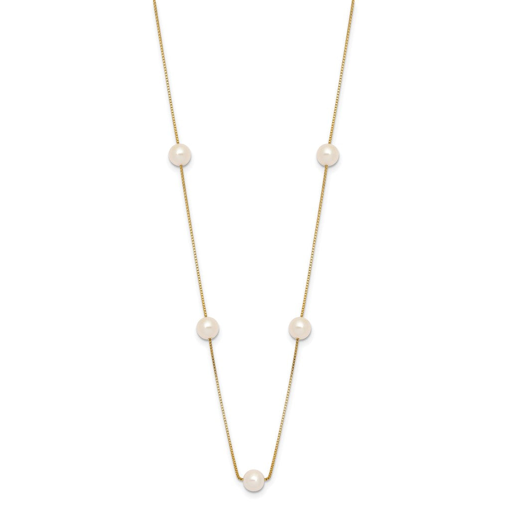 14K Yellow Gold Freshwater Pearl Station Necklace