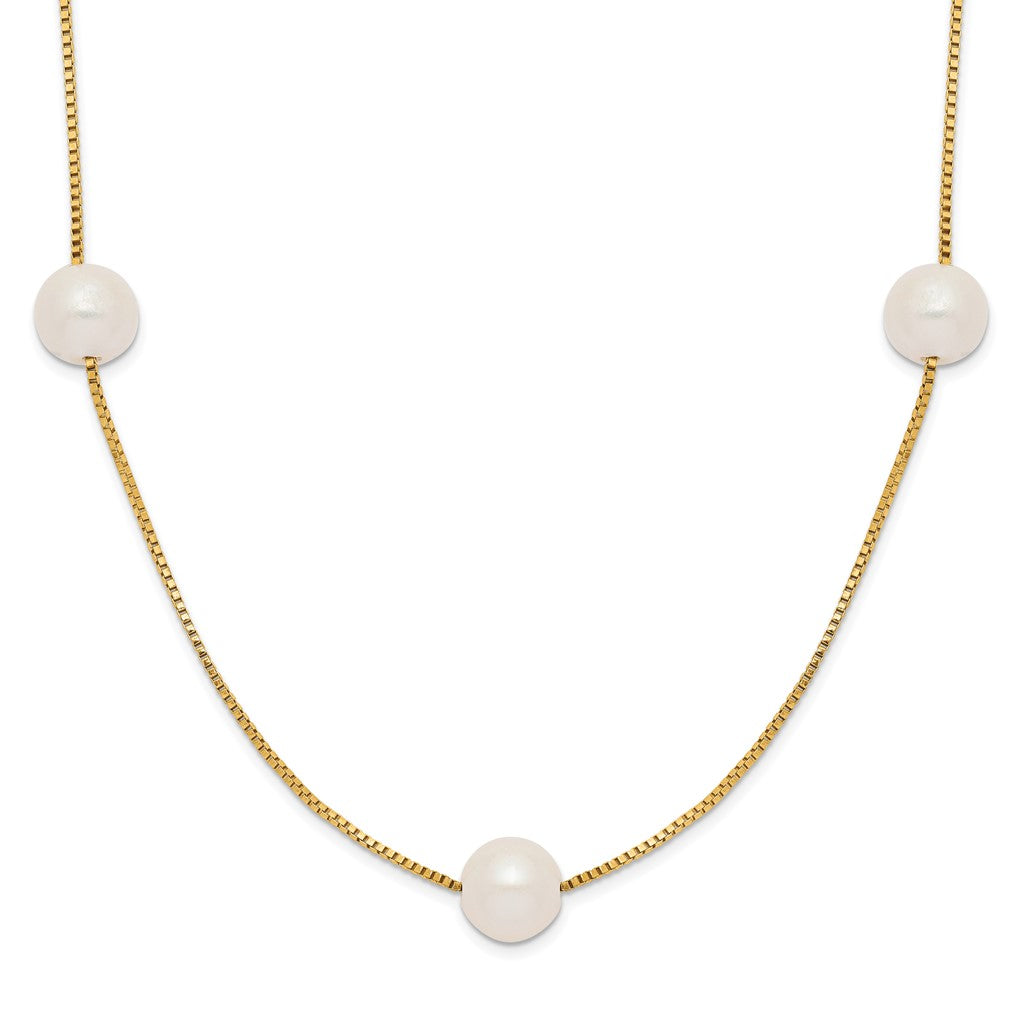 14K Yellow Gold Freshwater Pearl Station Necklace