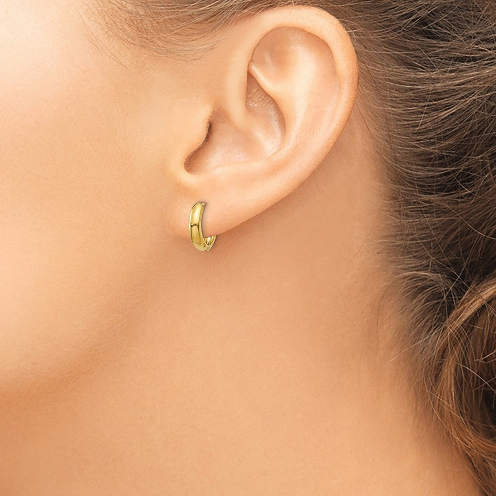 14K Yellow Gold Polished Hinged Hoop Earrings