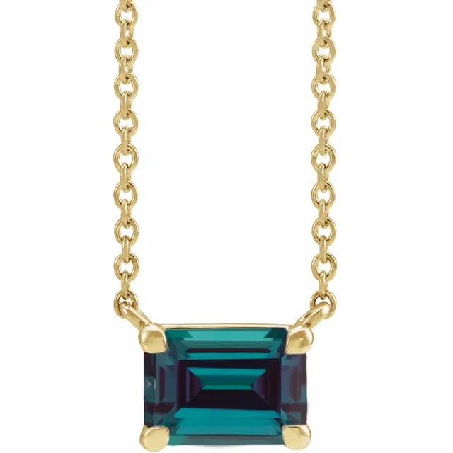 14K Yellow Gold Lab-Grown Gemstone 18" Necklace