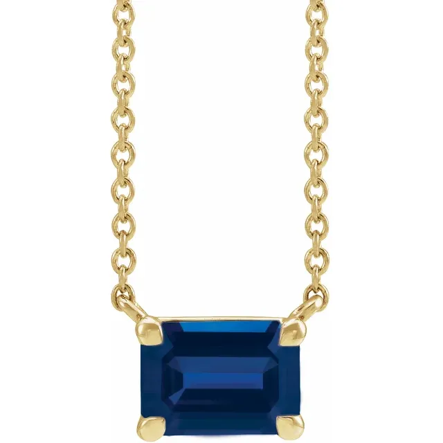 14K Yellow Gold Lab-Grown Gemstone 18" Necklace