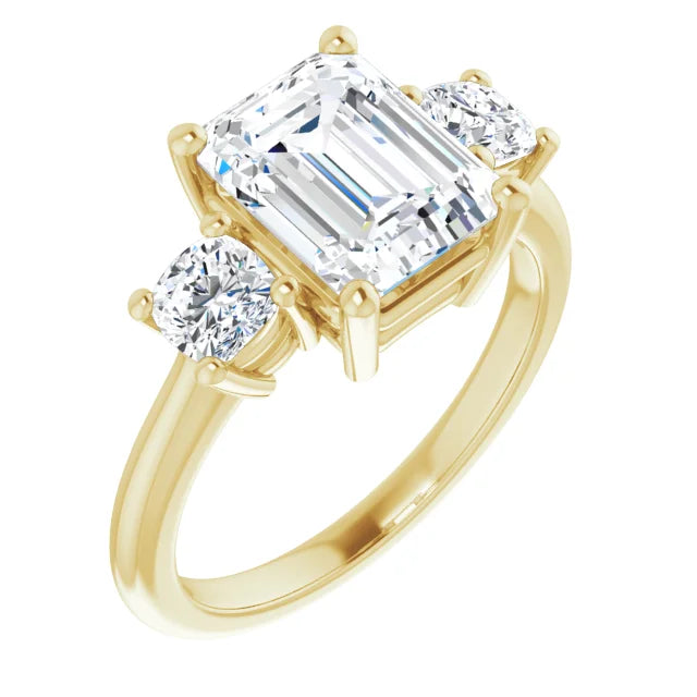 2 Carat Emerald Cut Three Stone (~2.6 Carats Total) Lab Diamond Engagement Ring