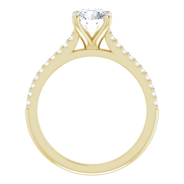 14k Yellow Gold 1 Carat Round Lab Diamond Accented D/VS1 Engagement Ring