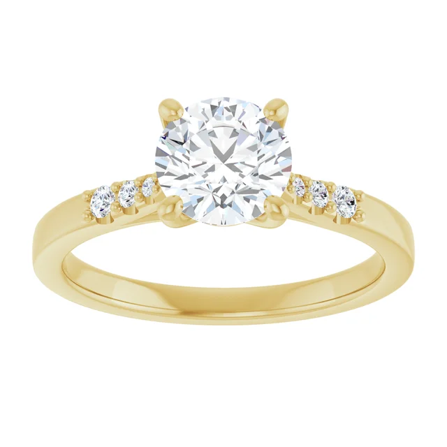 14K 1-Carat Round Lab Diamond Accented Engagement Ring