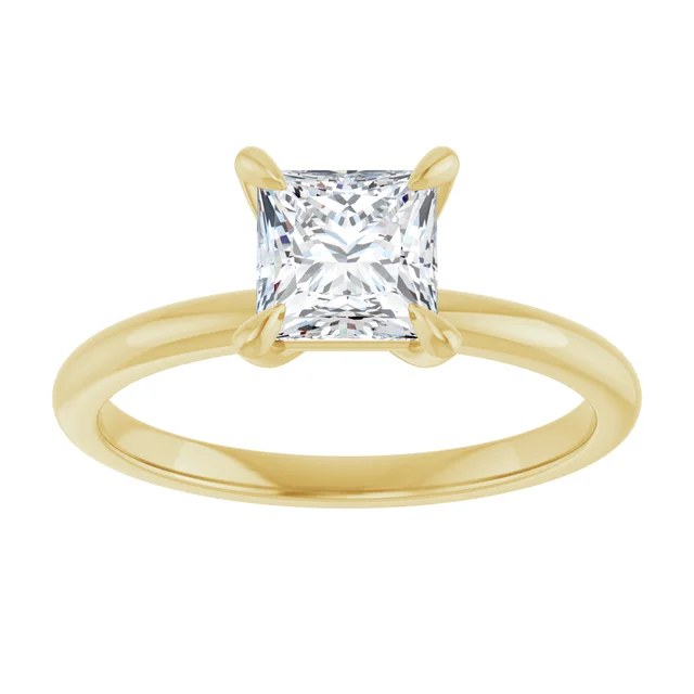 14K White Gold 1 Carat Princess Cut Lab Diamond G+/VS2+ Solitaire Engagement Ring