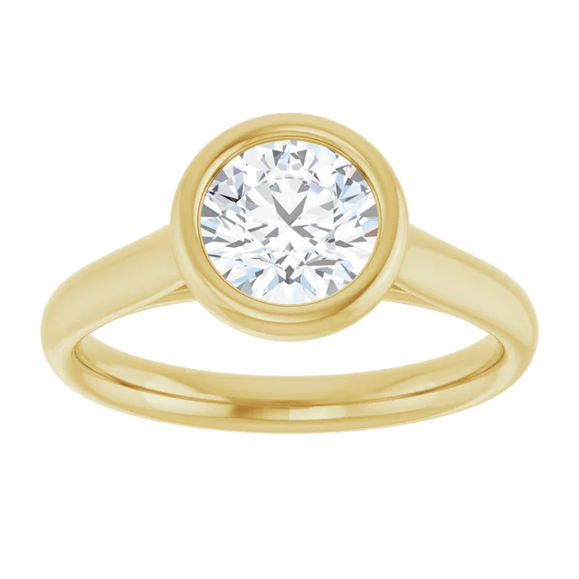 14K White Gold 1 Carat Round Lab Diamond Bezel Set Solitaire Engagement Ring