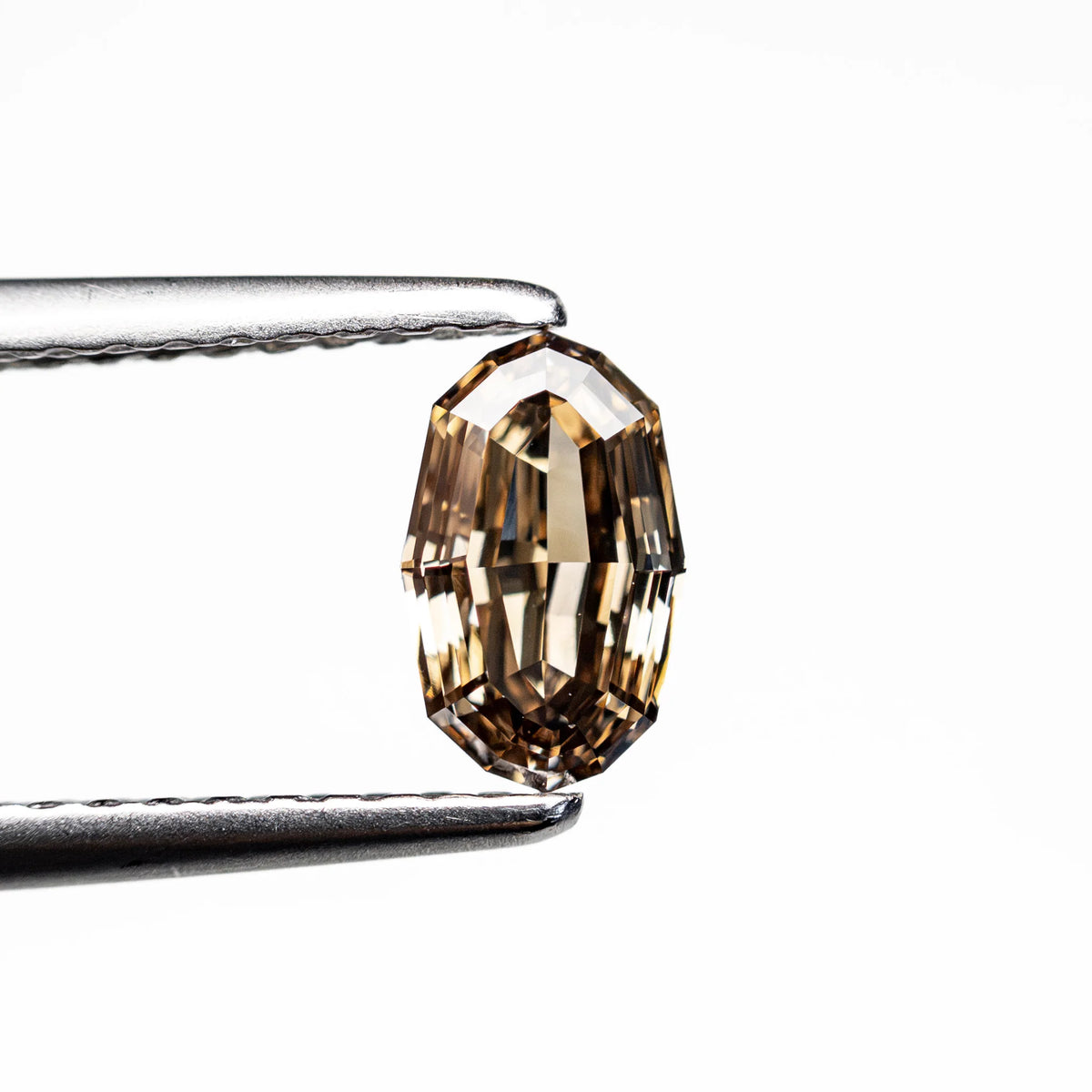 0.61ct Natural C6 Cognac Champagne Geo Oval Step Cut Diamond