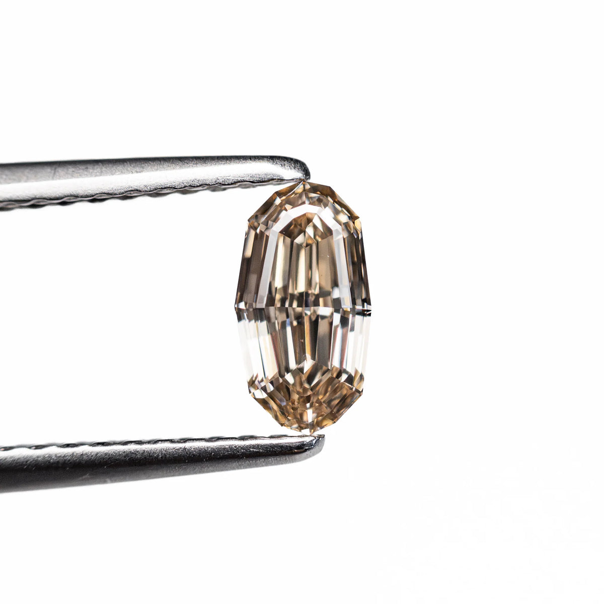 0.53ct Natural C4 Champagne Elongated Geo Oval Step Cut Diamond