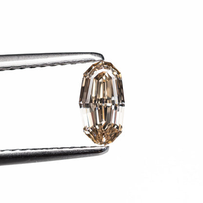 0.53ct Natural C4 Champagne Elongated Geo Oval Step Cut Diamond