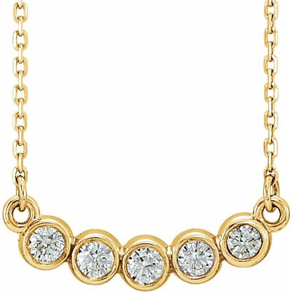 14K Yellow Gold 1/3 CTW Lab-Grown Diamond Bar 16-18" Necklace