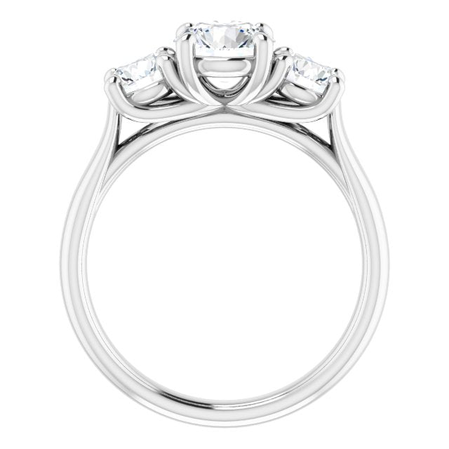 14K White Gold 2.00 Total Carat Round Three-Stone Lab Diamond Engagement Ring