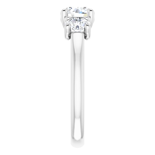 14K White Gold 2.00 Total Carat Round Three-Stone Lab Diamond Engagement Ring