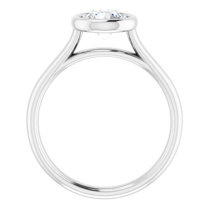 14K White Gold 1 Carat Round Lab Diamond Bezel Set Solitaire F/VS1 Engagement Ring