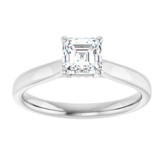 Platinum 1 Carat Asscher Cut Lab Diamond Engagement Ring