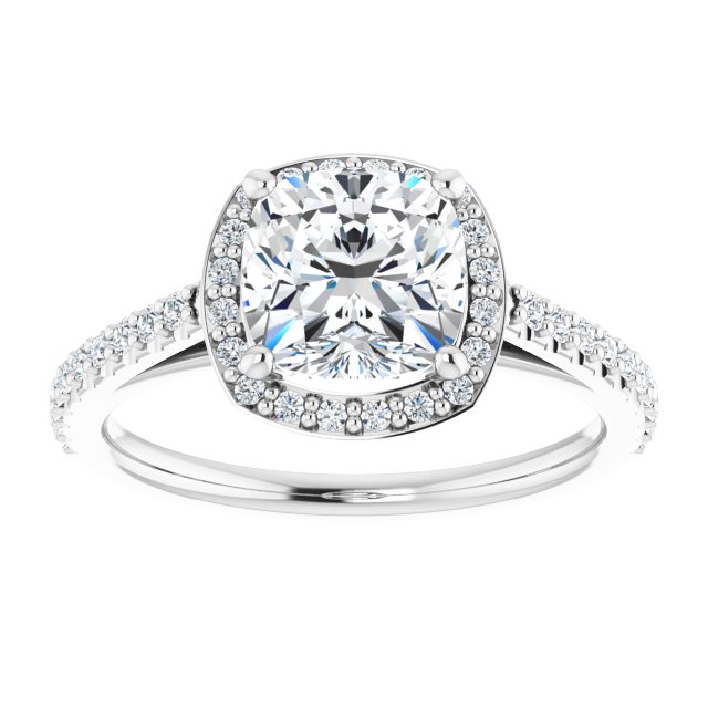 14K White Gold 2.00 Carat Cushion Halo-Style Lab Diamond E/VS1 Engagement Ring
