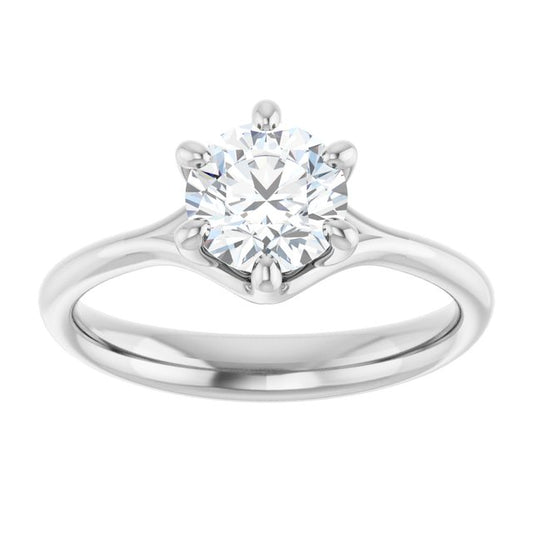 14K White Gold 1 Carat Round Lab Diamond Twist Prong D/VS1 Engagement Ring