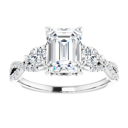 14K White Gold 1.75 Carat Emerald Cut Lab Diamond D/VS1 Engagement Ring
