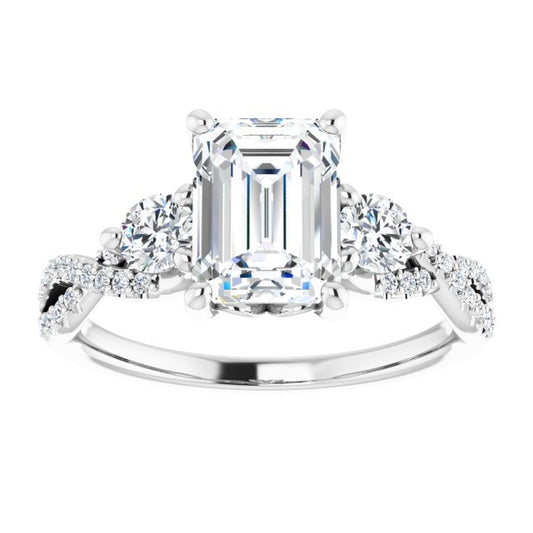 14K Gold ~1.75 Carat Emerald Cut Lab Diamond Engagement Ring