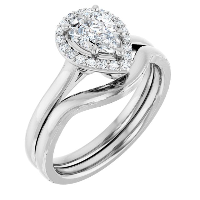 14K White Gold Matching Band for Pear Halo Engagement Ring