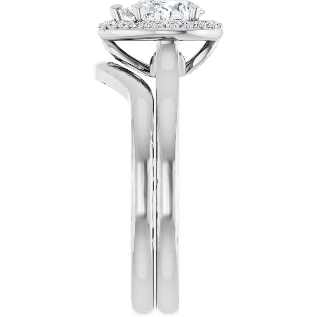 14K White Gold Matching Band for Pear Halo Engagement Ring