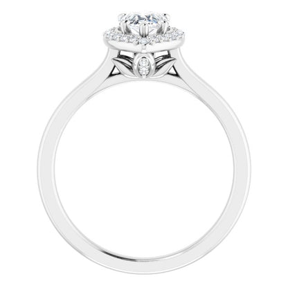 14K White Gold 0.60 Carat Pear Diamond Halo F/VS Engagement Ring