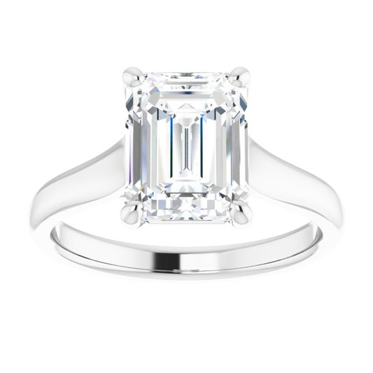 14K Gold 3 Carat Emerald Cut Lab Diamond Solitaire Engagement Ring