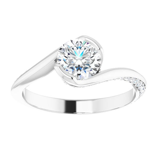 14K White Gold 0.75 Carat Round Lab Diamond Engagement Ring