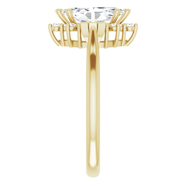 14K Yellow Gold 1 Carat Marquise Lab Diamond Halo-Style F/VS1 Engagement Ring