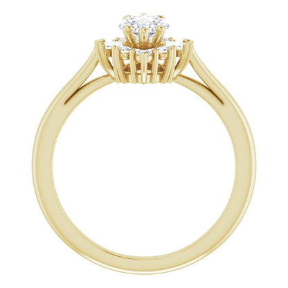 14K Yellow Gold 1 Carat Marquise Lab Diamond Halo-Style F/VS1 Engagement Ring
