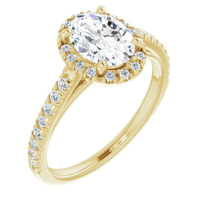 14K Yellow Gold 1 Carat Oval Lab Diamond French-Set E/VS1 Engagement Ring