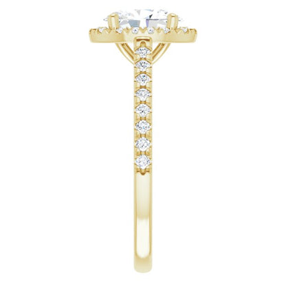 14K Yellow Gold 1 Carat Oval Lab Diamond French-Set E/VS1 Engagement Ring
