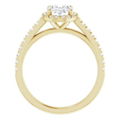 14K Yellow Gold 1 Carat Oval Lab Diamond French-Set E/VS1 Engagement Ring