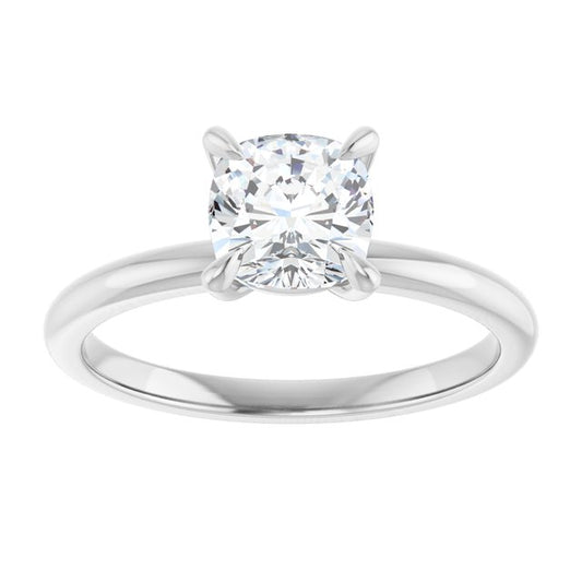14K White Gold 1 Carat Cushion Cut Lab Diamond Solitaire D/VS1 Engagement Ring