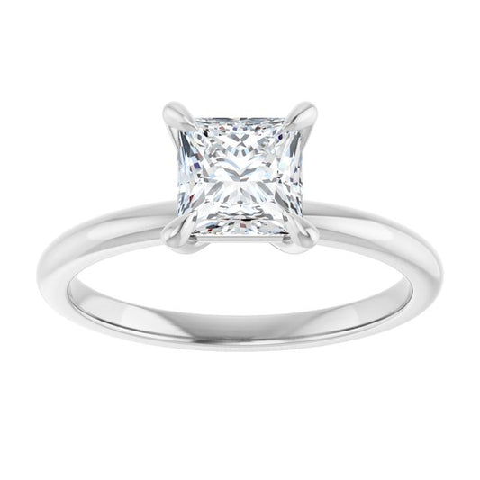 14K White Gold 1 Carat Princess Cut Lab Diamond Solitaire D/VS1 Engagement Ring