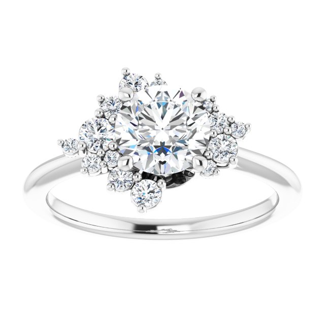 14K White Gold 1.00 Carat Round Lab Diamond F/VS1 Engagement Ring