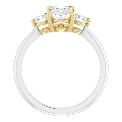 14K White & Yellow Gold 1 Carat Oval Lab Diamond D/VS1 Engagement Ring