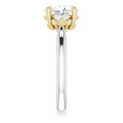 14K White & Yellow Gold 1 Carat Oval Lab Diamond D/VS1 Engagement Ring
