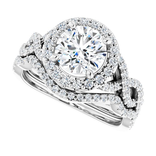 14K White Gold Matching Band for 2-Carat Halo Infinity Engagement Ring