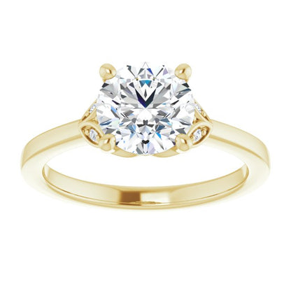 14K Yellow Gold 1.67 Carat Round Lab Diamond D/VS1 Engagement Ring