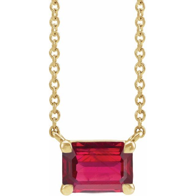 14K Yellow Gold Lab-Grown Gemstone 18" Necklace