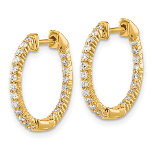 14k Yellow Gold Oro Spotlight Lab Diamond Inside-Out Hinged Hoop Earrings