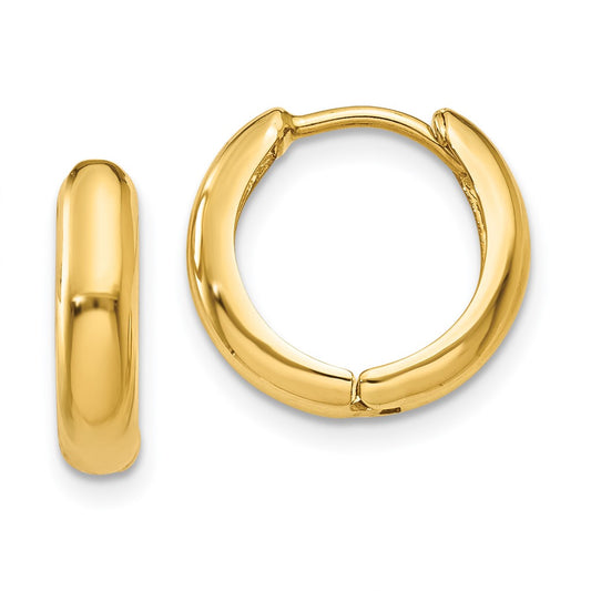 14K Yellow Gold Polished Hinged Hoop Earrings