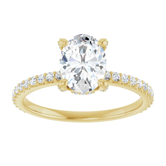 14K Gold 1.5 Carat Oval Hidden Halo Accented Lab Diamond Engagement Ring